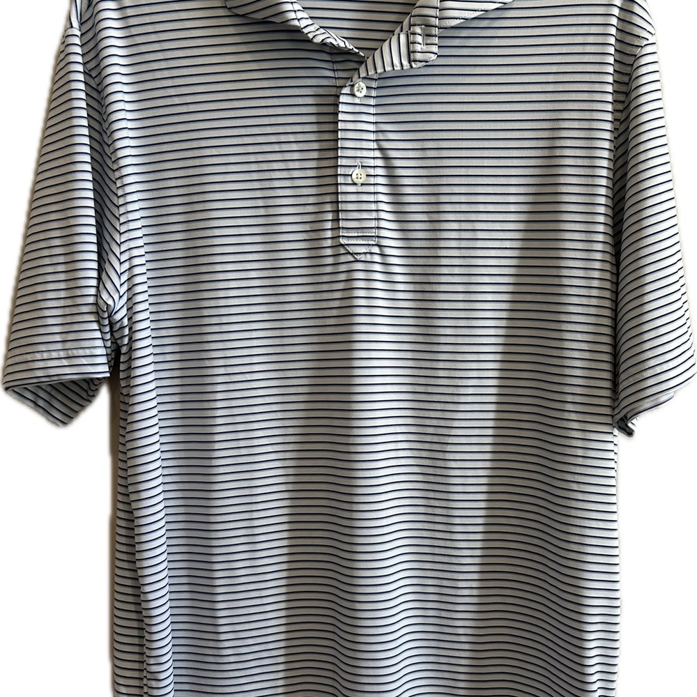 Turtleson Polo Shirt Men's Size Large Blue & White Striped Performance Golf